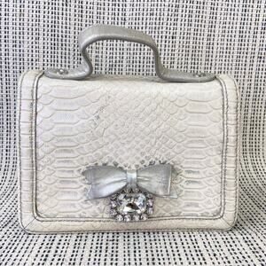 My Flat In‎ London Mini Bag Y2K Glam Silver Top Handle Crossbody Rhinestone Bow